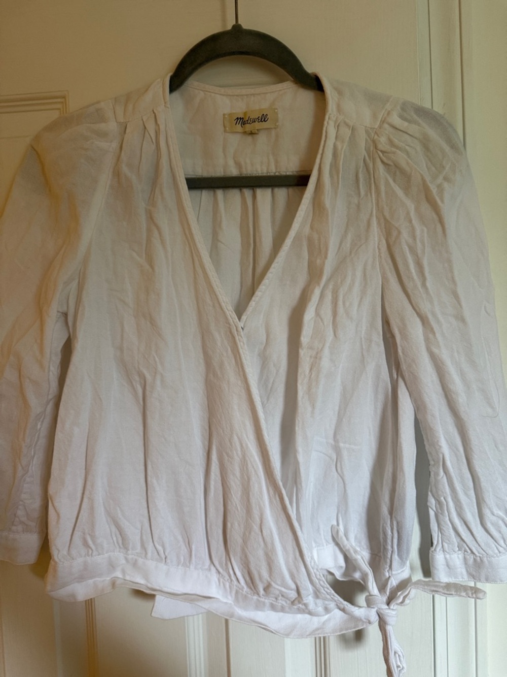 White Wrap-Front Women’s Top